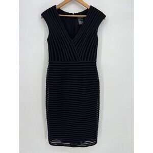 Xscape Joanna Chen Black Bandage Dress‎ V-Neck Bodycon Sheath Cocktail Women's 6